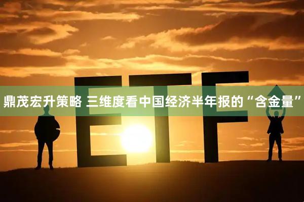 鼎茂宏升策略 三维度看中国经济半年报的“含金量”